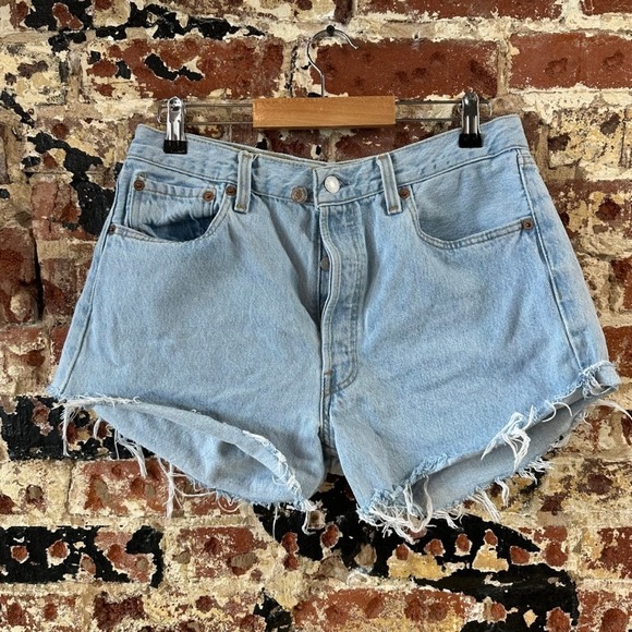 Levi's Pants - Levi's 501 Cut Off Denim Blue Jean Shorts Womens 34 Distressed - 32x3.5"